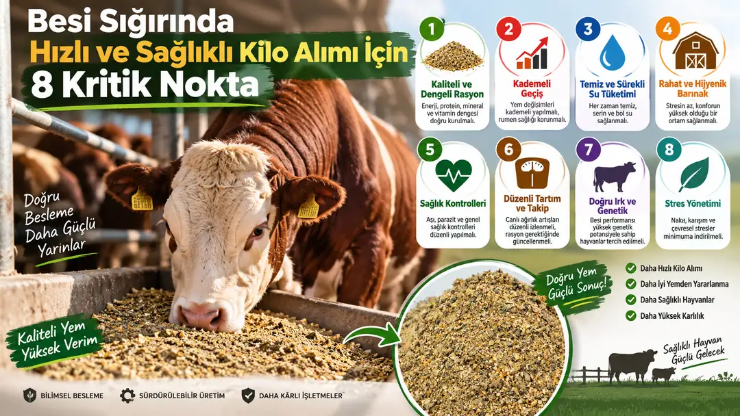 Besi Sığırında Hızlı ve Sağlıklı Kilo Alımı İçin 8 Kritik Nokta